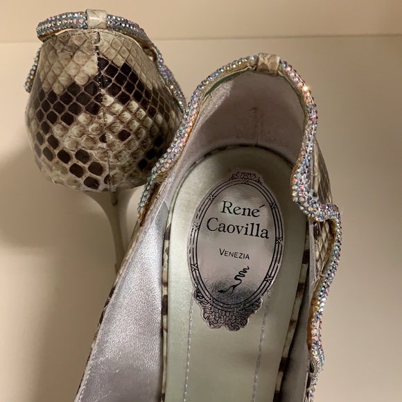 Rene Caovilla python peep toe pump crystals 39 - Picture 4 of 8